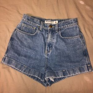 American Apparel Denim High-Waist Cuff Short